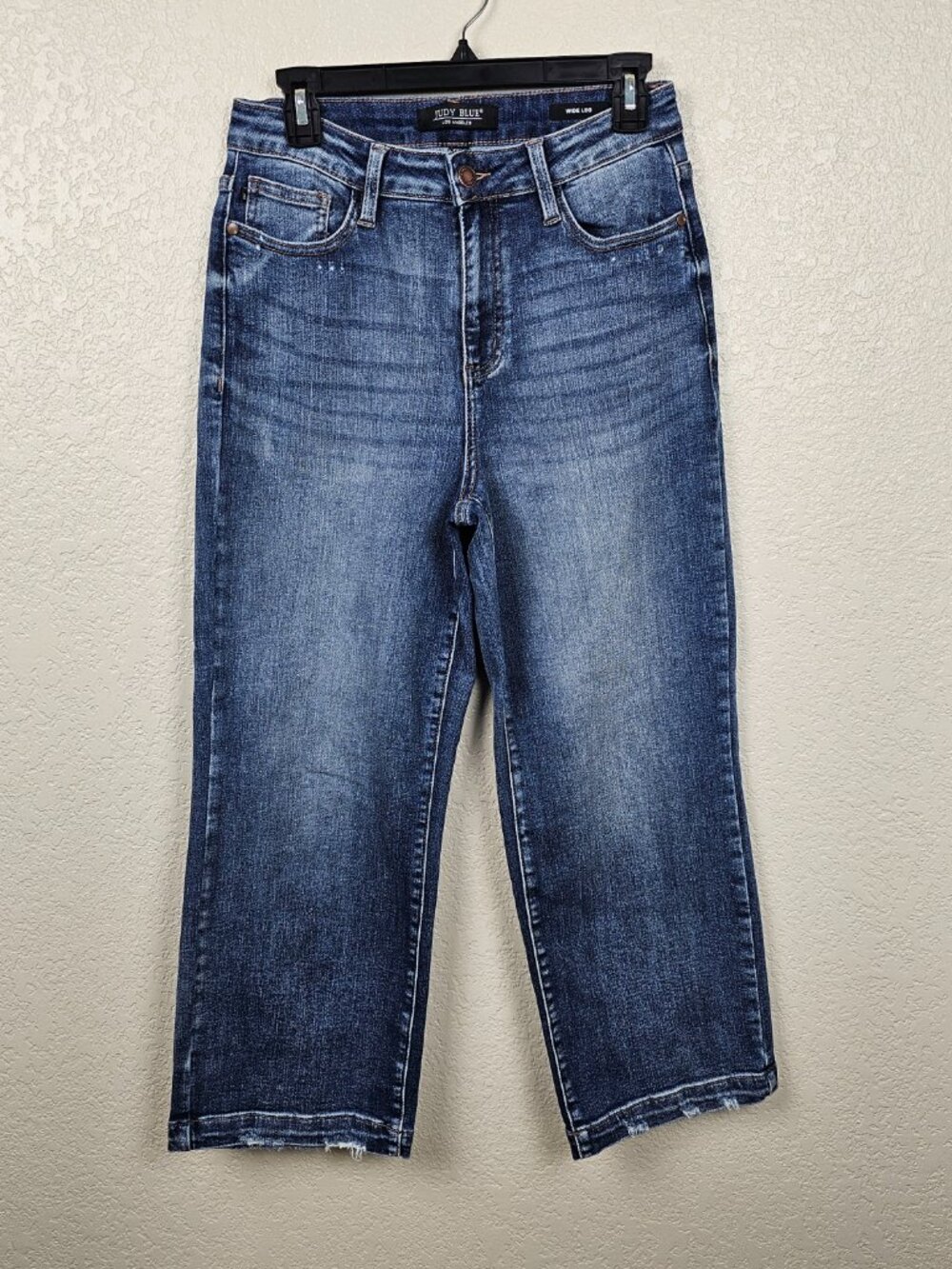 Judy Blue Wide Leg Crop Jeans JB88592 Size 5/27 High Rise Stretch Denim Raw Hem - Picture 12 of 13